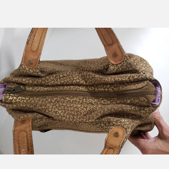 Gap Y2K Hobo Bag Brown Floral Boho Cottagecore Leather Fairy - Picture 7 of 12